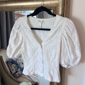 H&M eyelet puff sleeve top